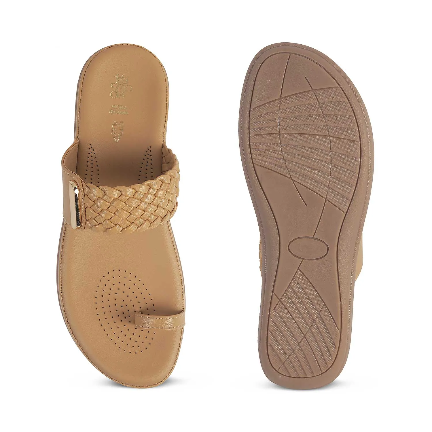 Tresmode Rauma Beige Women's Casual Platform Flats