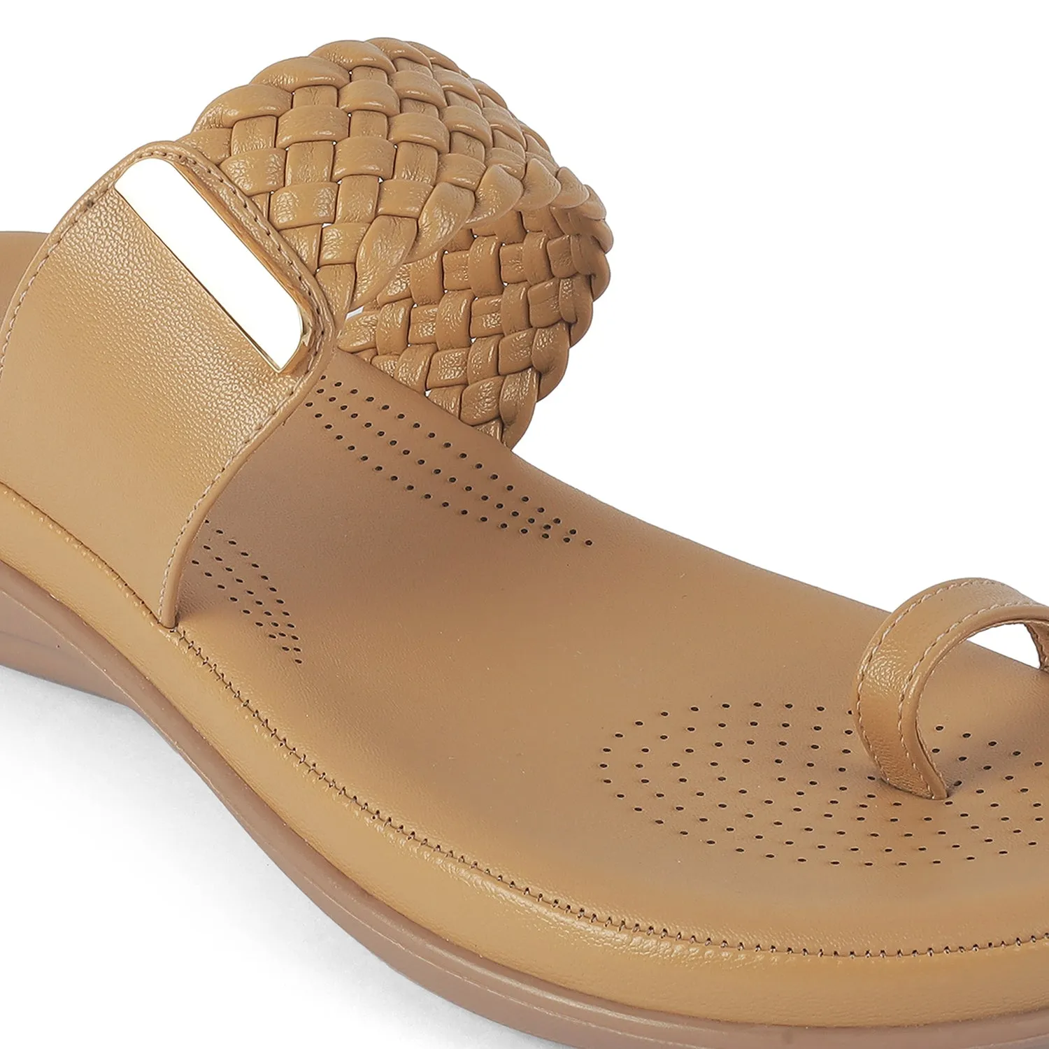 Tresmode Rauma Beige Women's Casual Platform Flats