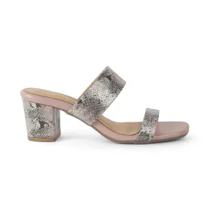 Tresmode Rentu Champagne Women's Dress Block Heel Sandals