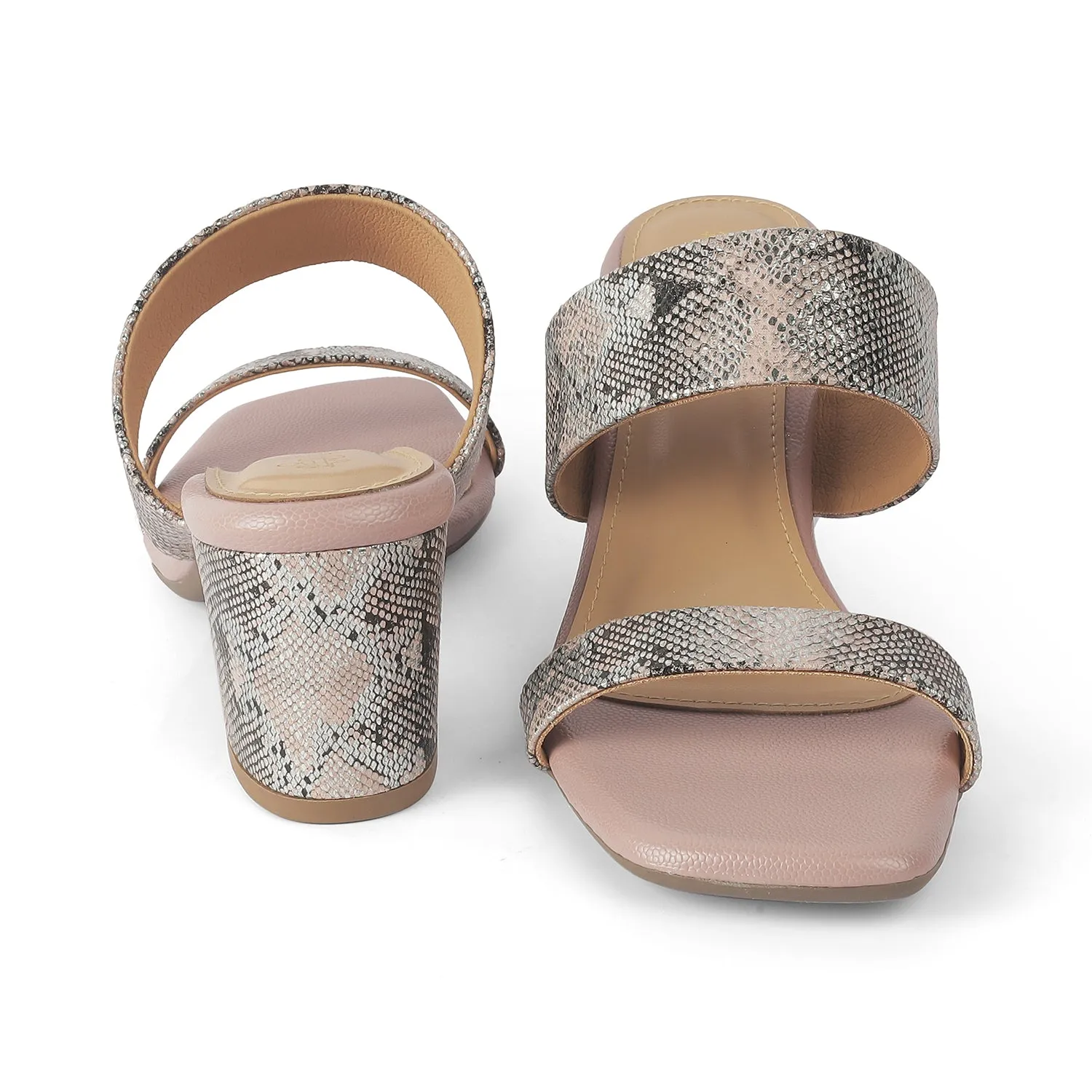 Tresmode Rentu Champagne Women's Dress Block Heel Sandals