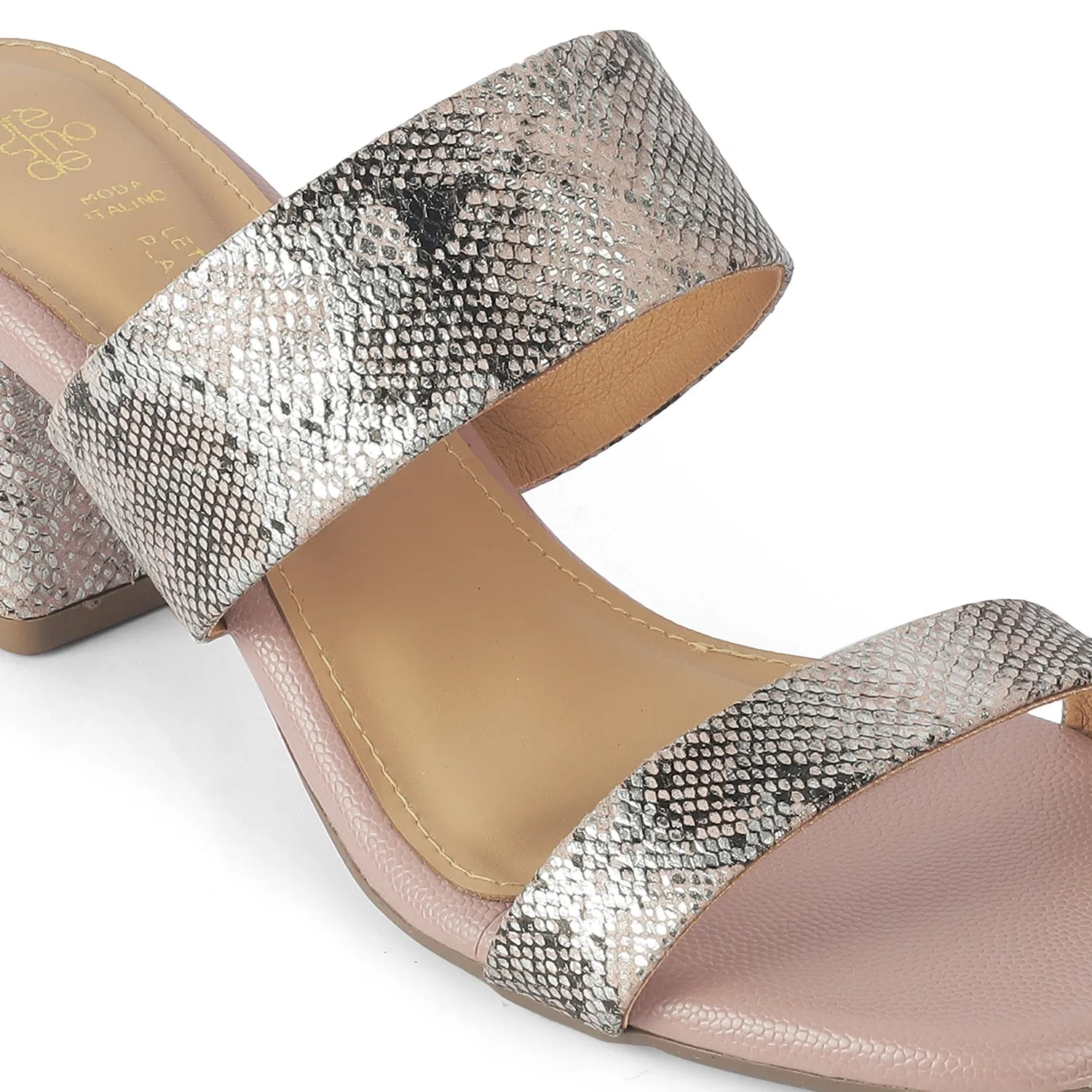 Tresmode Rentu Champagne Women's Dress Block Heel Sandals