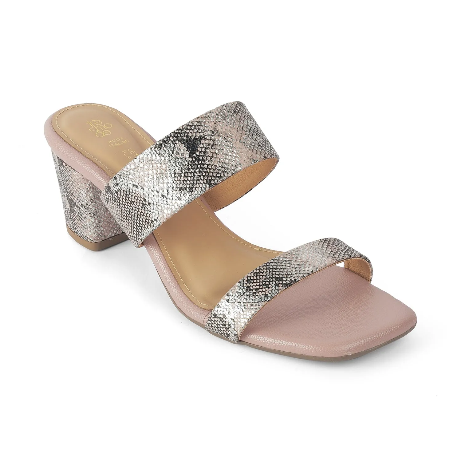 Tresmode Rentu Champagne Women's Dress Block Heel Sandals