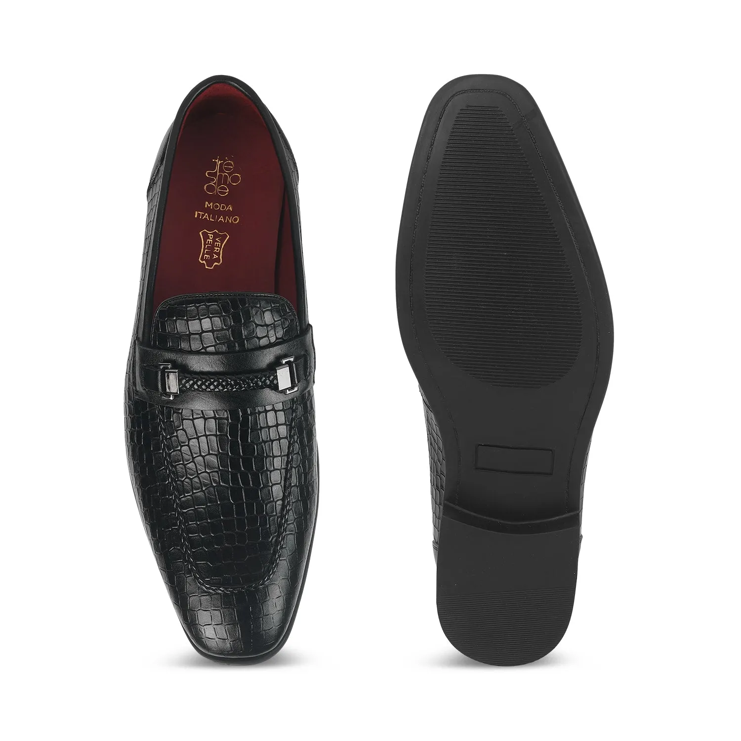 Tresmode Sweb Black Men's Leather Loafers