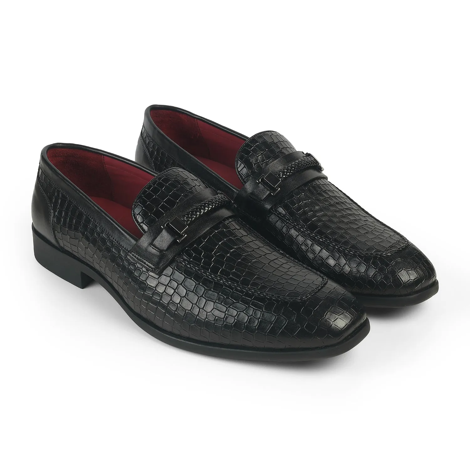 Tresmode Sweb Black Men's Leather Loafers