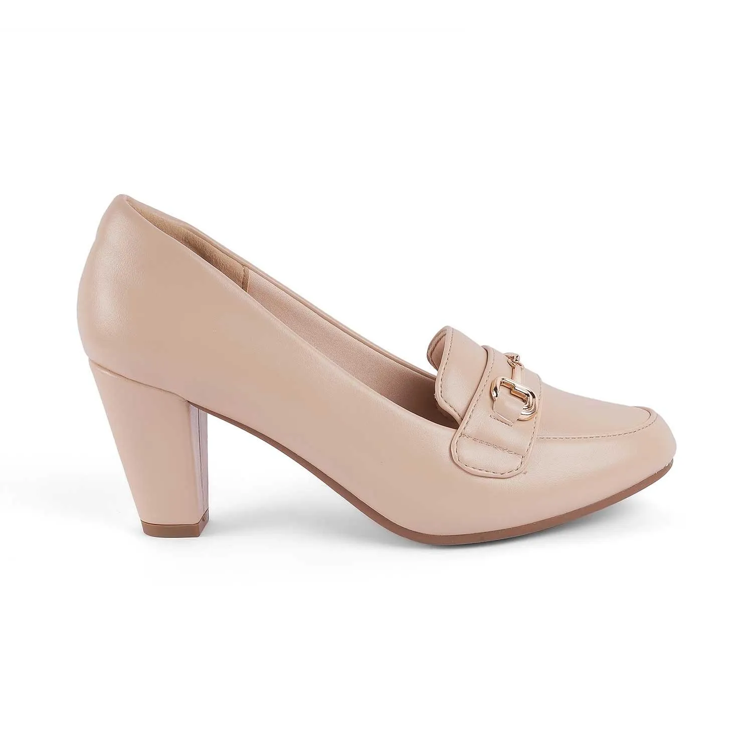 Tresmode Tresore Beige Women's Dress Block Heel Pumps