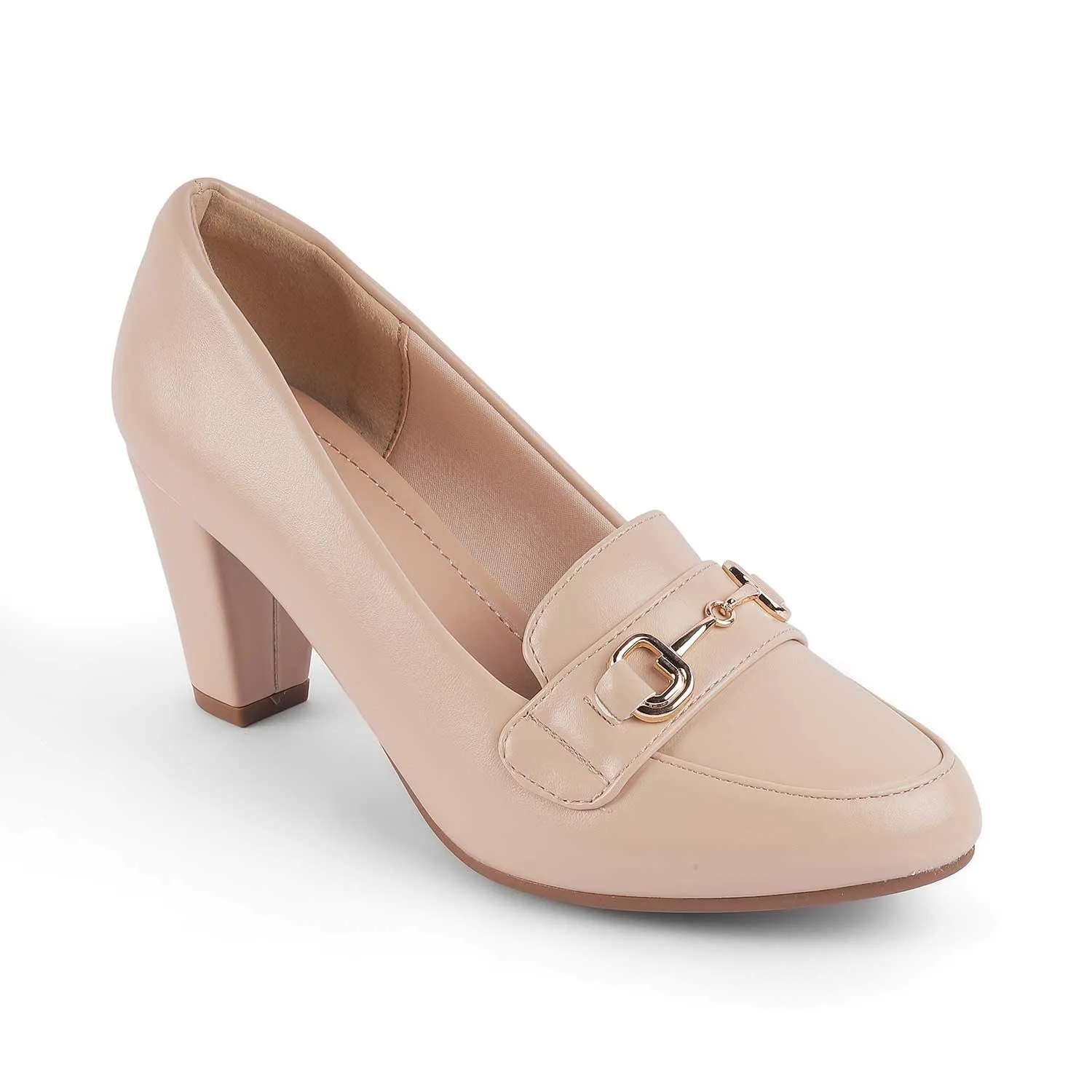 Tresmode Tresore Beige Women's Dress Block Heel Pumps