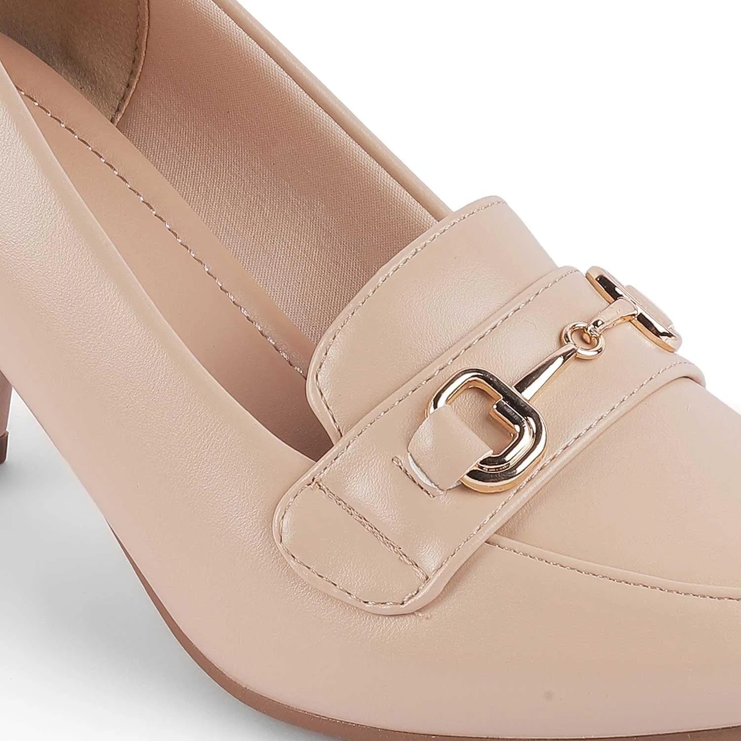 Tresmode Tresore Beige Women's Dress Block Heel Pumps
