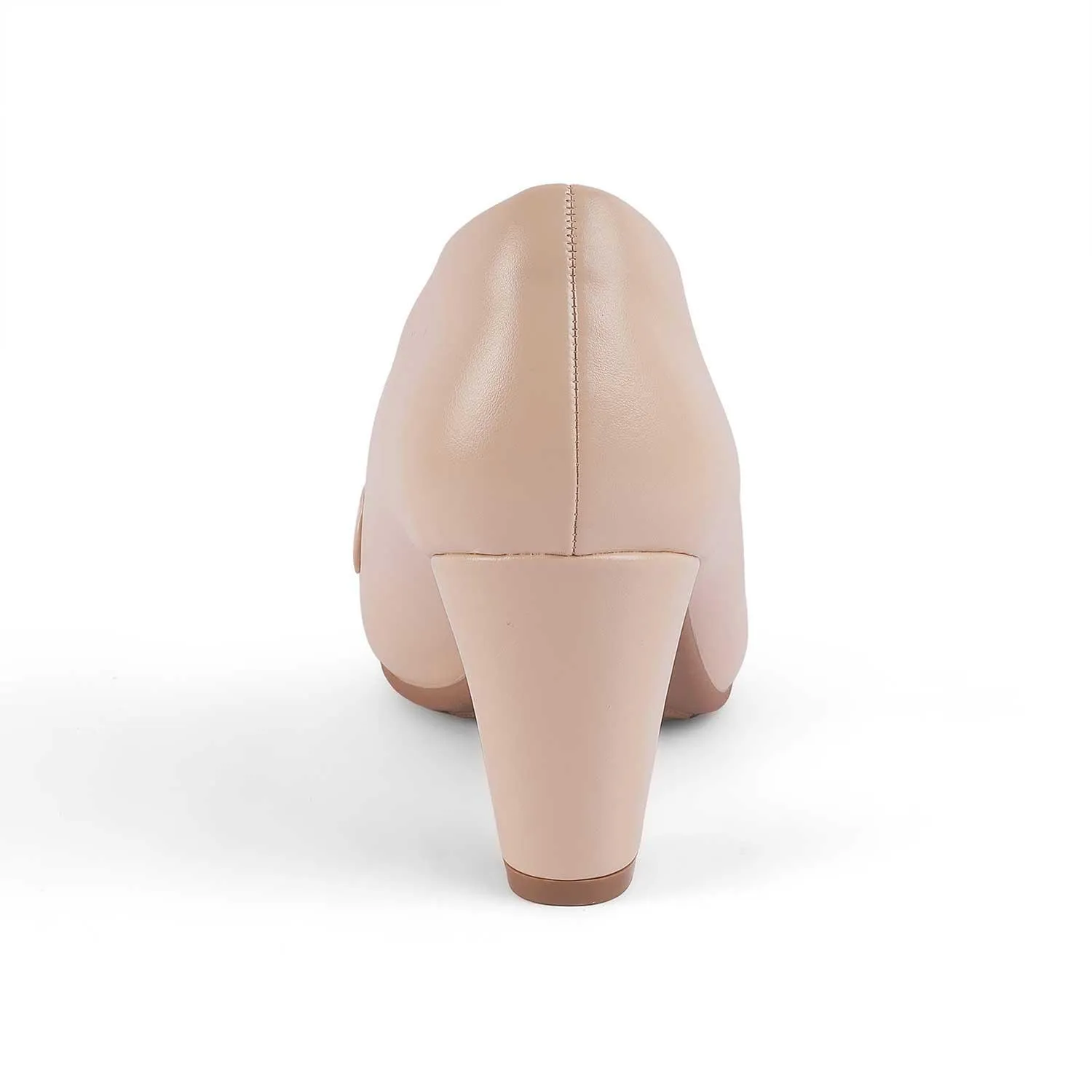 Tresmode Tresore Beige Women's Dress Block Heel Pumps