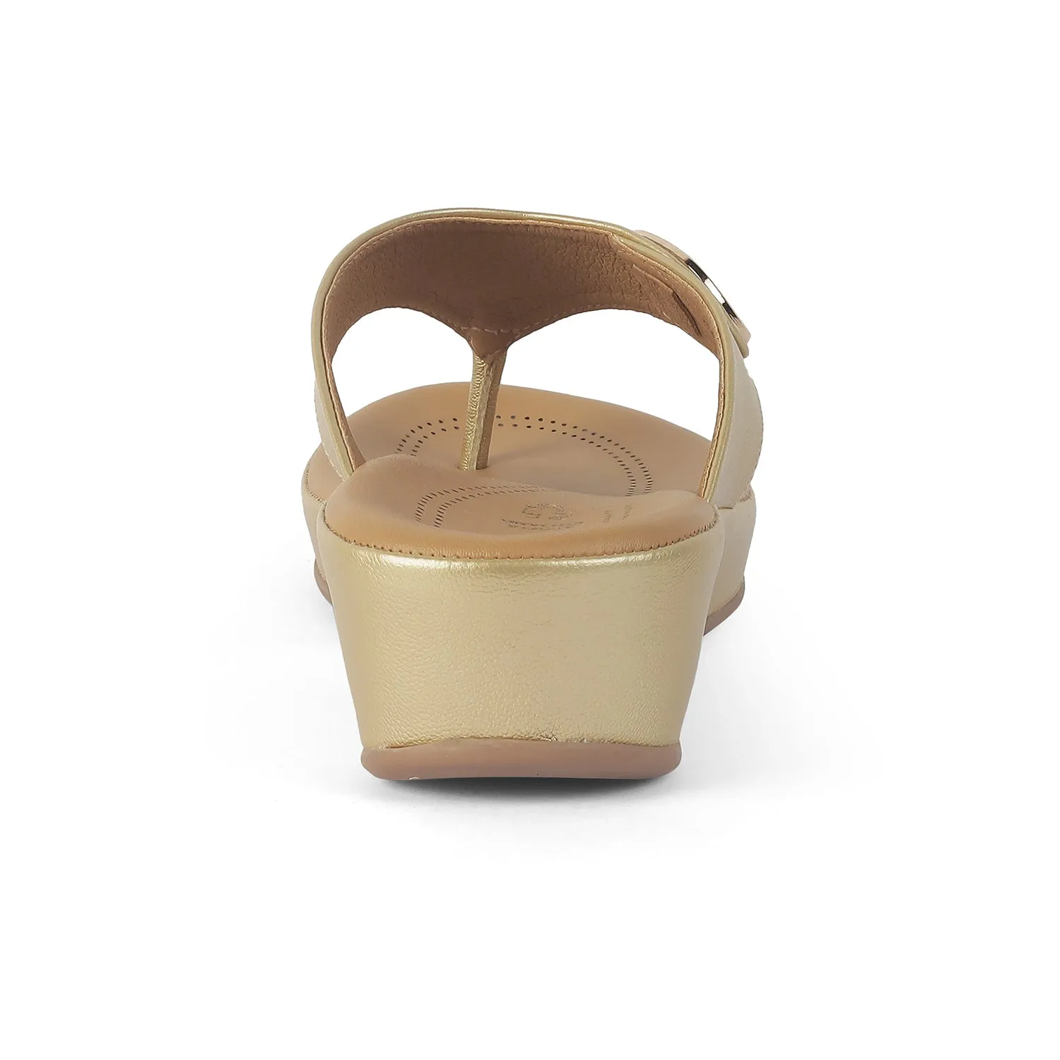 Tresmode Vantaa Gold Women's Dress Platform Flats