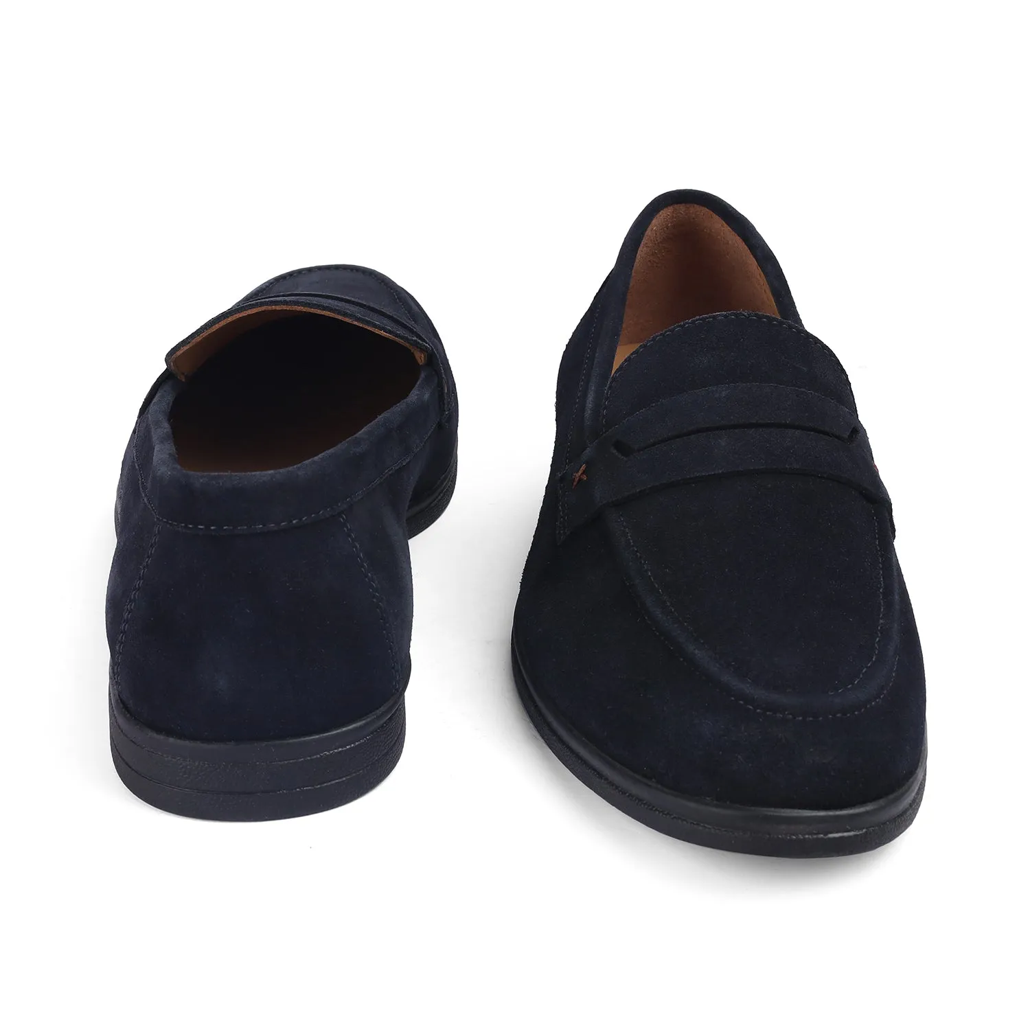 Tresmode Veni Navy Men's Suede Leather Loafers
