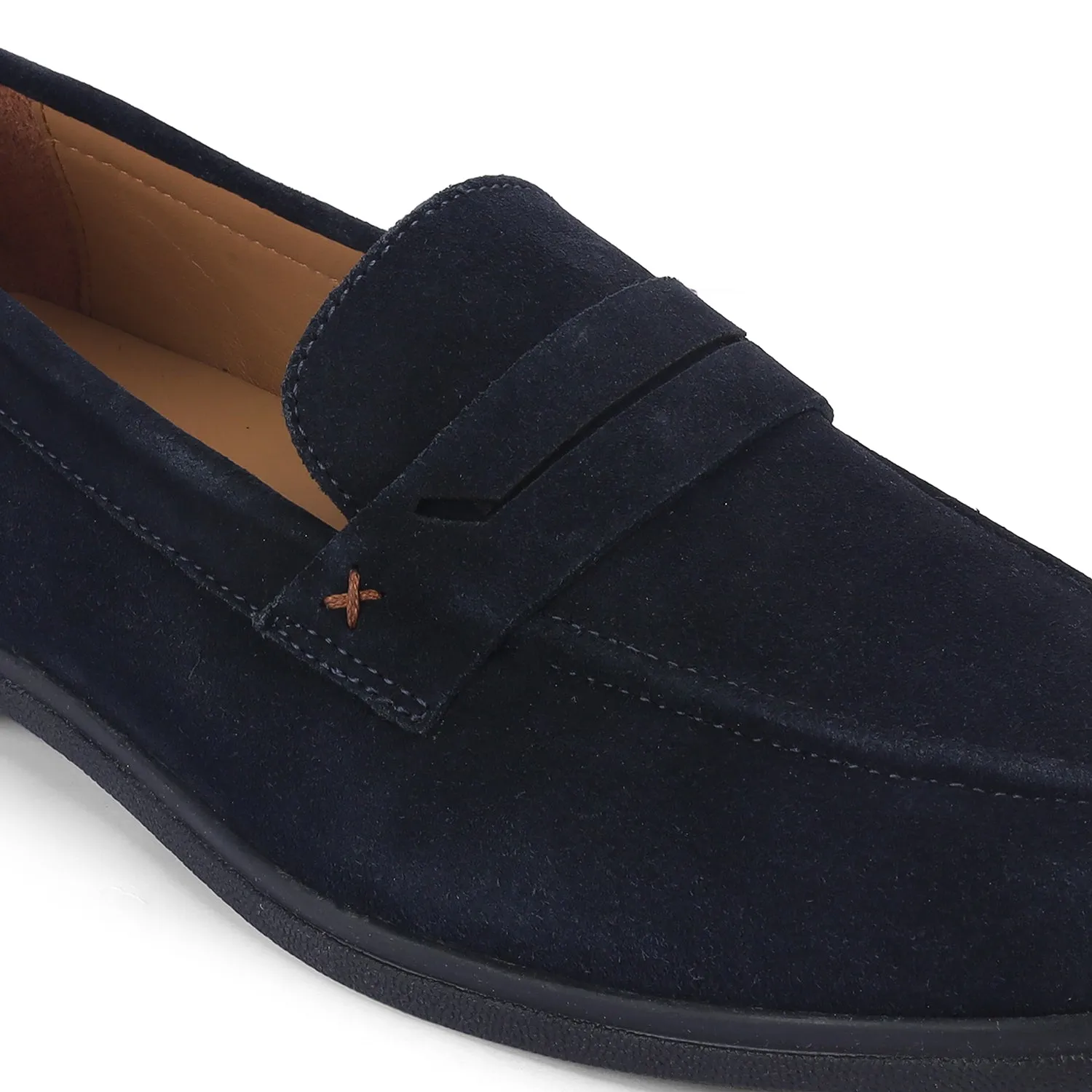 Tresmode Veni Navy Men's Suede Leather Loafers