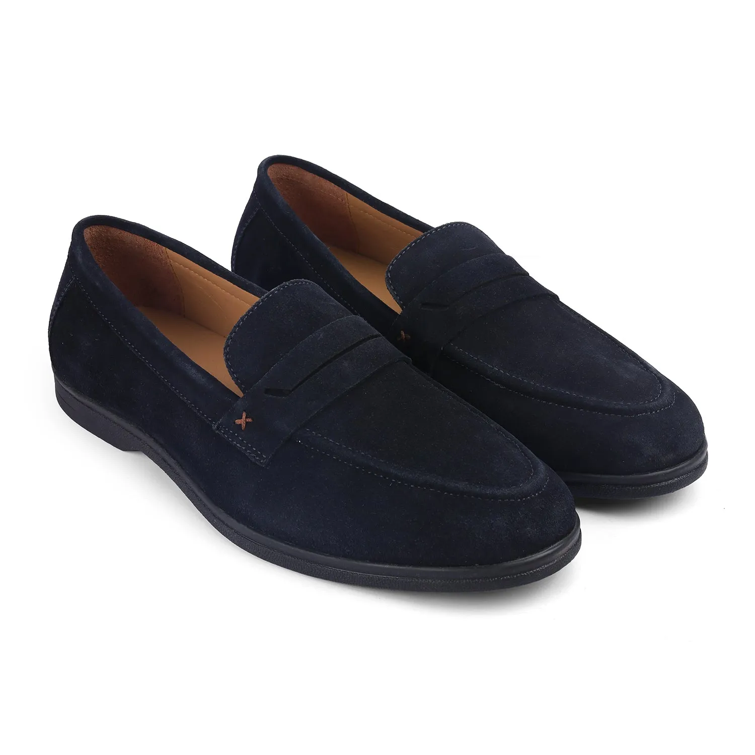 Tresmode Veni Navy Men's Suede Leather Loafers