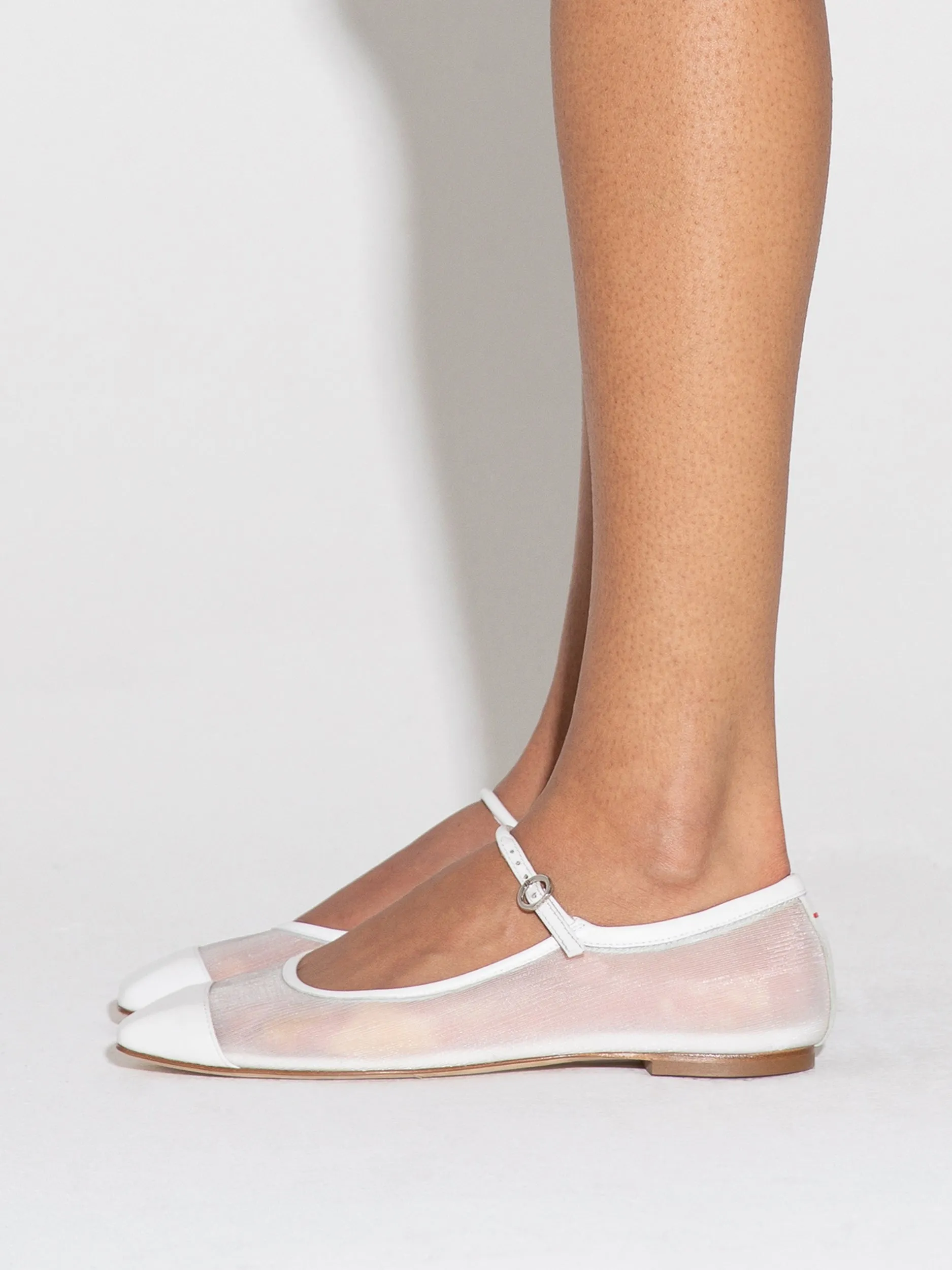 Uma Mesh Toe-Cap Mary-Jane Flats