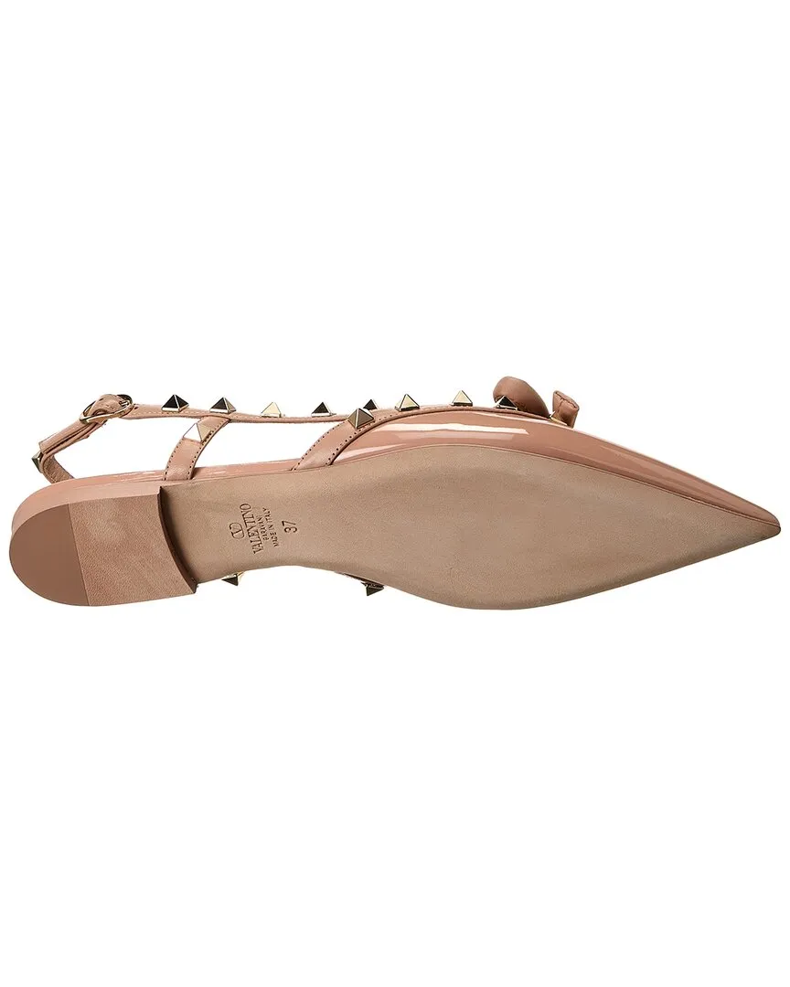 Valentino Rockstud Bow Patent Slingback Ballerina Flat