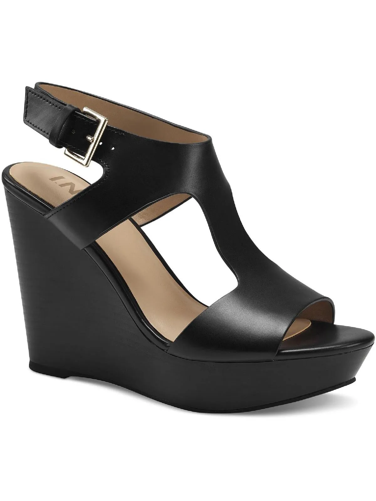 Valleri Womens Faux Leather Open Toe Wedge Sandals