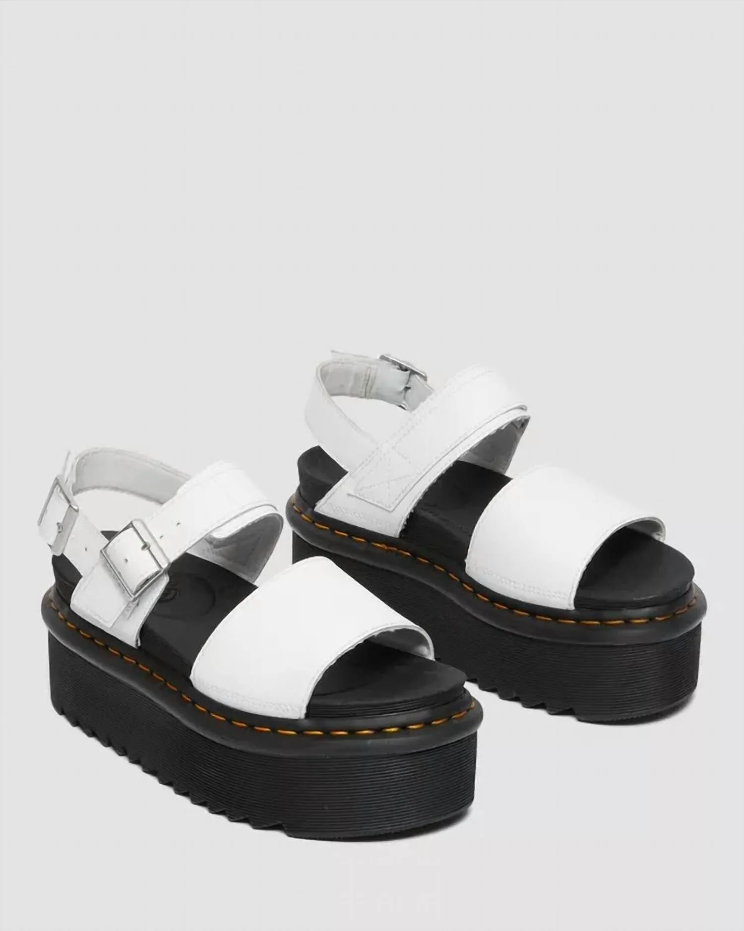 Voss Quad Platform Sandals In White