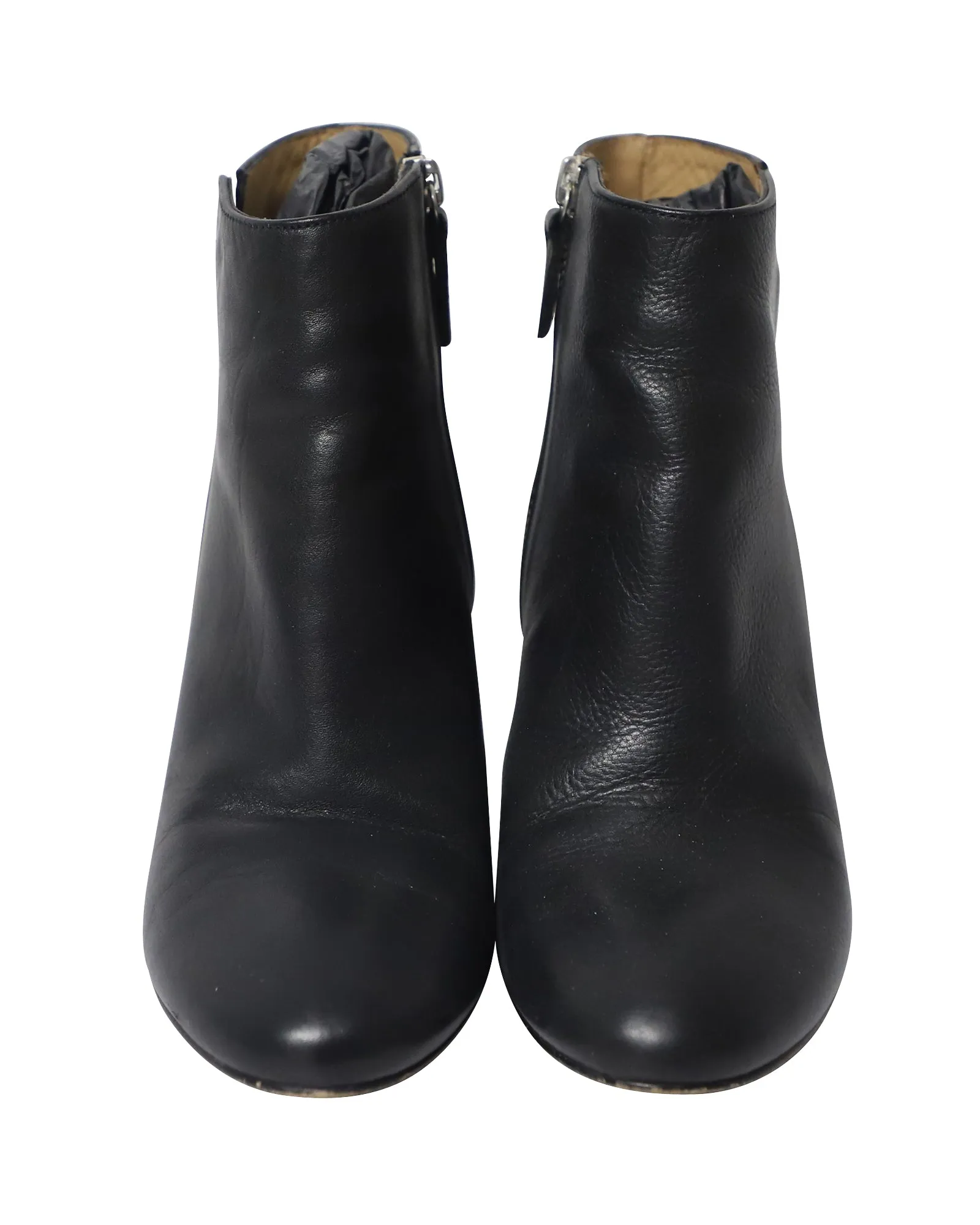 Whistles Chunky Mid-Heel Ankle Boots in Black Leather