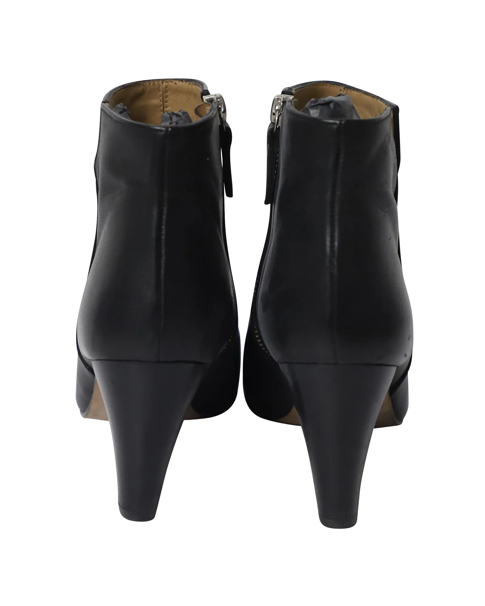 Whistles Chunky Mid-Heel Ankle Boots in Black Leather