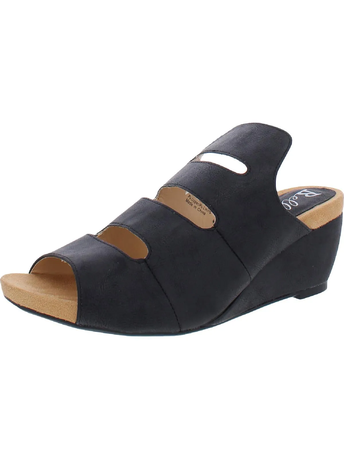 Whit Womens Faux Leather Peep-Toe Wedge Sandals