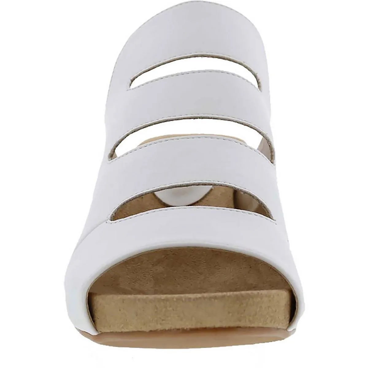 Whit Womens Faux Leather Peep-Toe Wedge Sandals