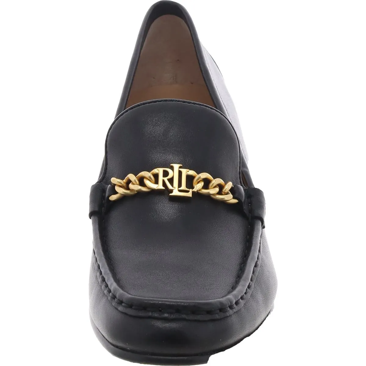 WINSLET Womens Logo Leather Loafers