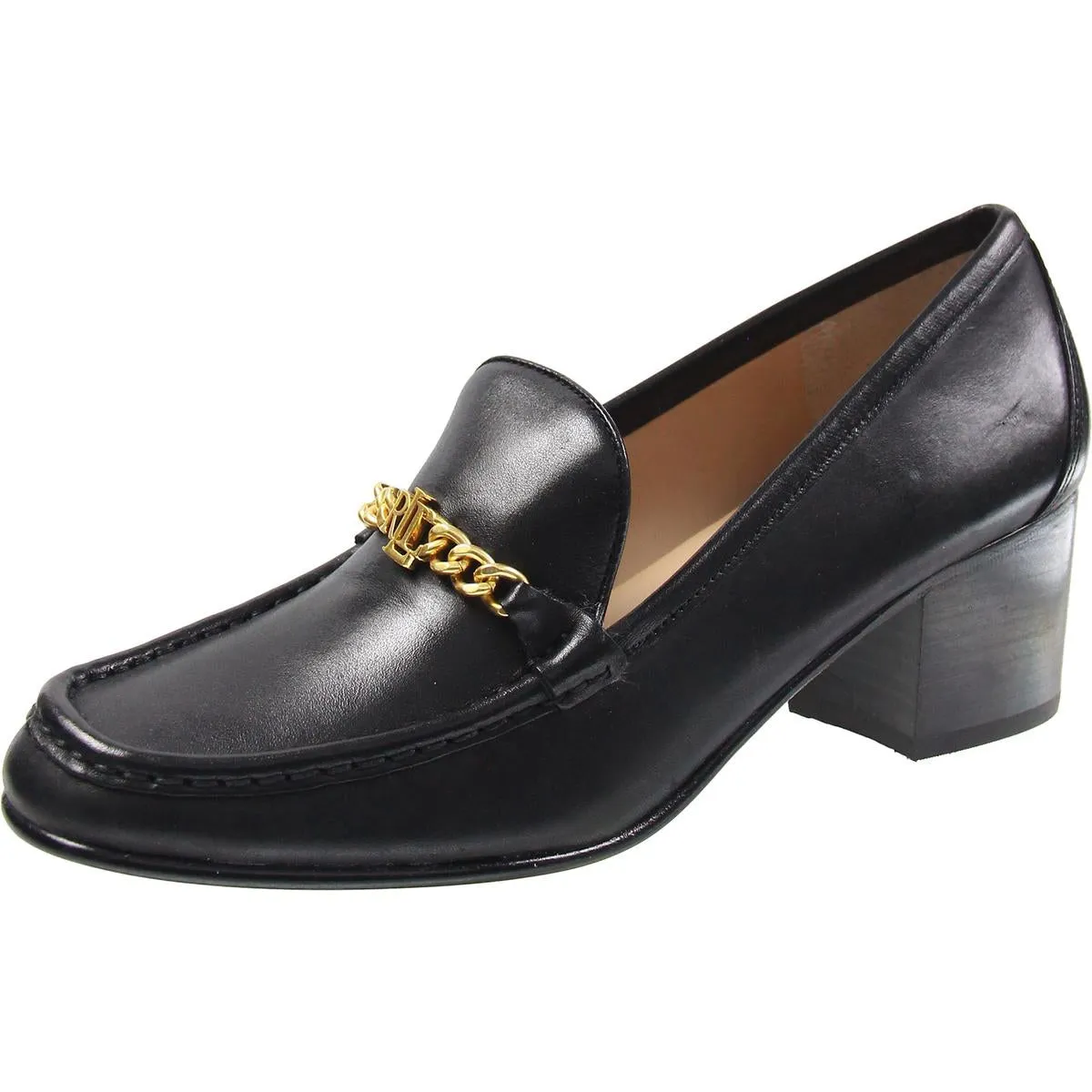 WINSLET Womens Logo Leather Loafers