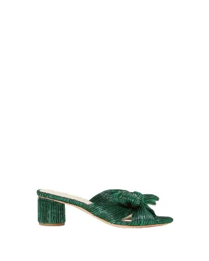 Women Emilia Pleated Bow Heel Sandal In Emerald