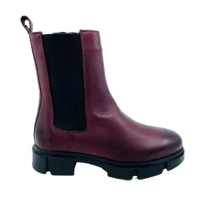 Women Lock Zip Up Boot In Bordeaux/black