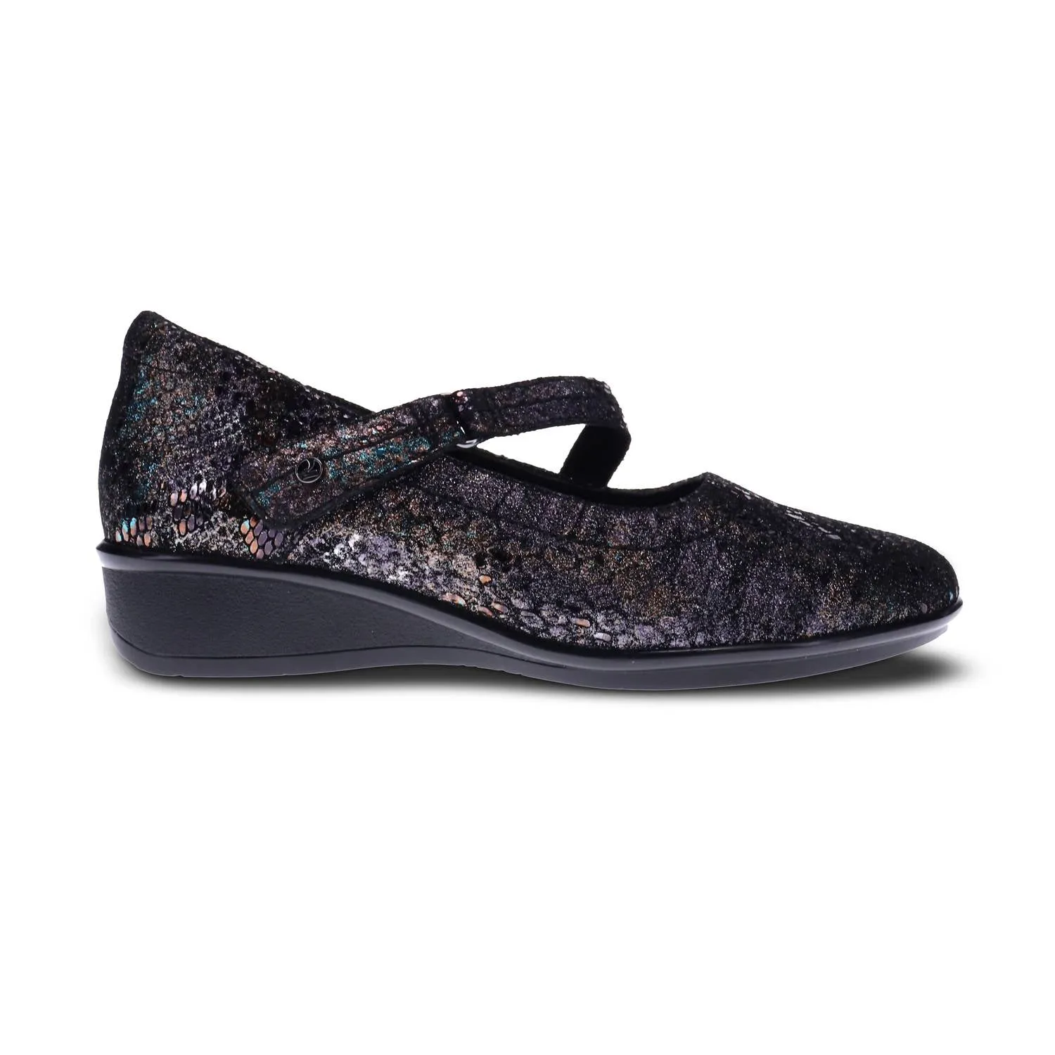 Women's Bonn Mary-Jane Shoes - Medium Width In Black Metallic Python