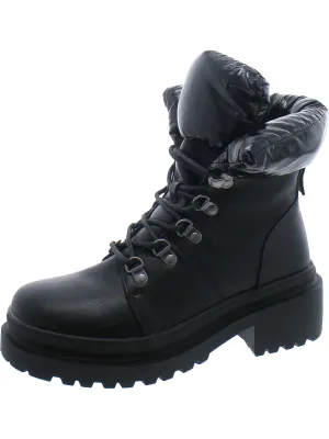 Womens Faux Leather Lug Sole Combat & Lace-Up Boots