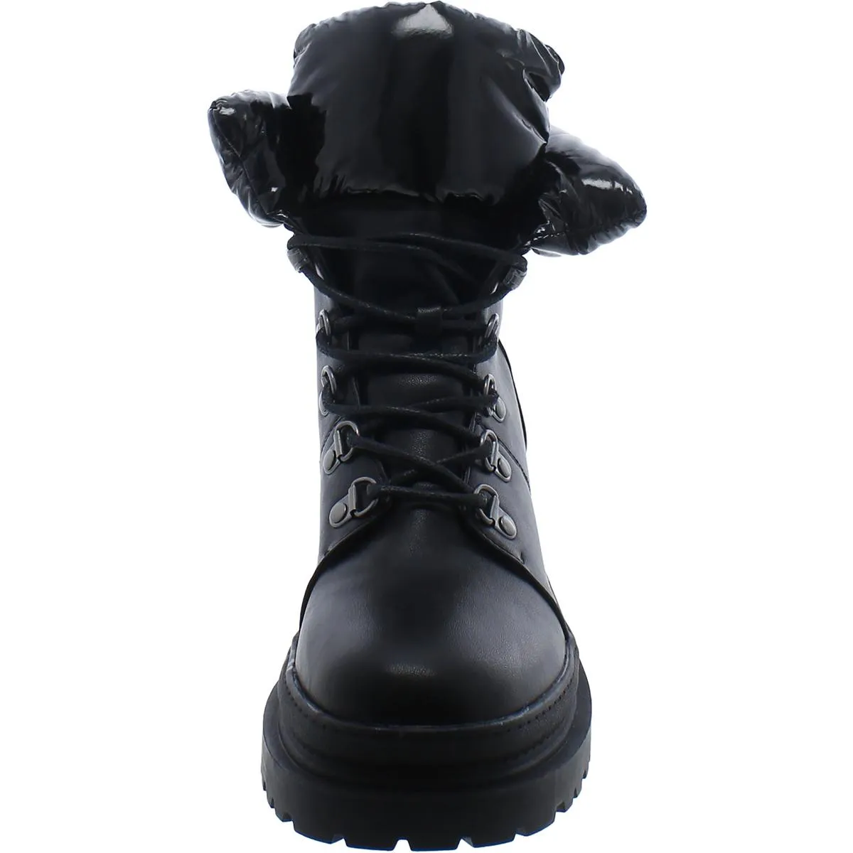 Womens Faux Leather Lug Sole Combat & Lace-Up Boots