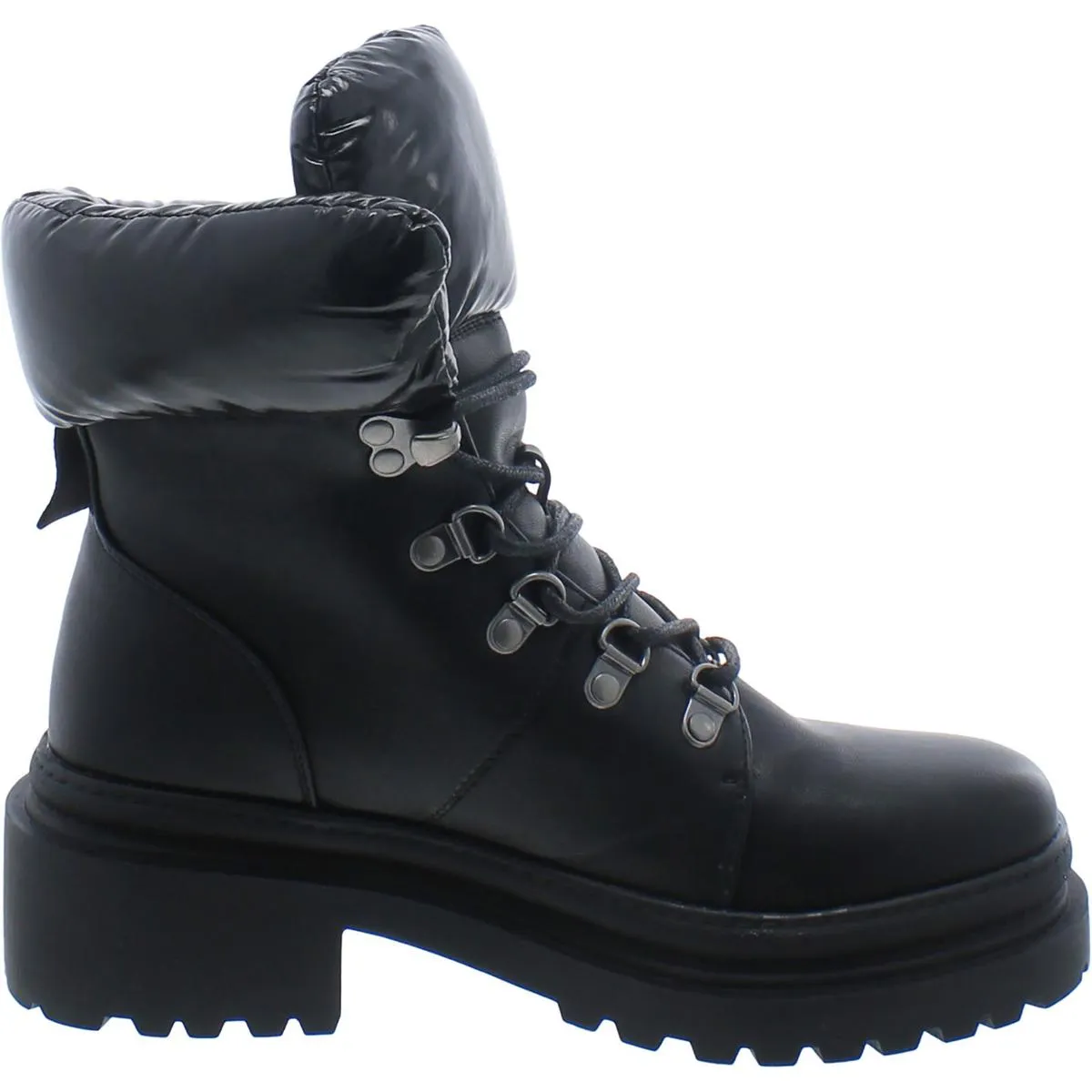 Womens Faux Leather Lug Sole Combat & Lace-Up Boots