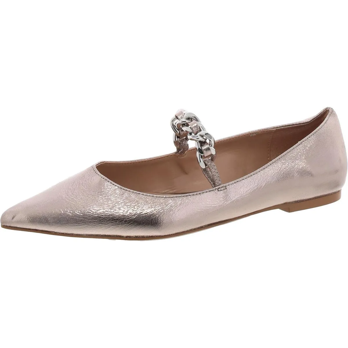 Womens Faux Leather Pointed Toe Ballet Flats