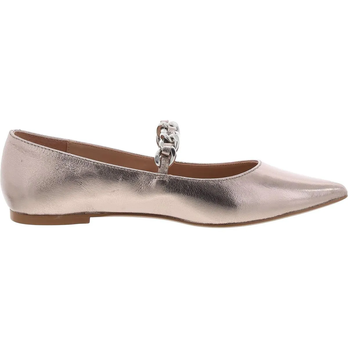 Womens Faux Leather Pointed Toe Ballet Flats