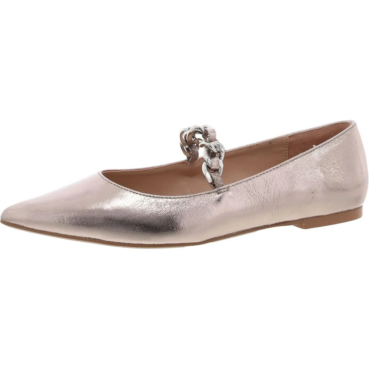 Womens Faux Leather Pointed Toe Ballet Flats