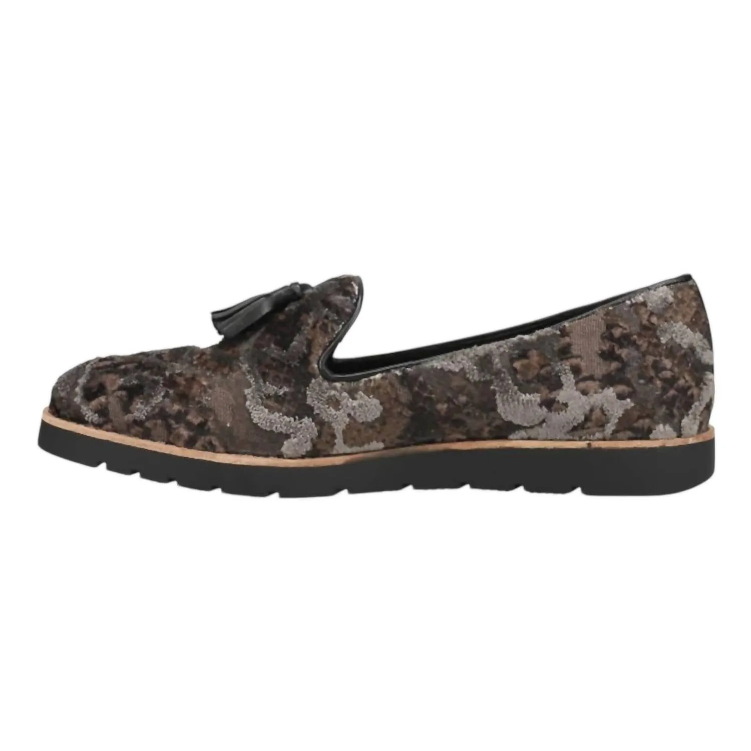 Women's Joona Slip On Flat Shoes In Military Paige Velvet