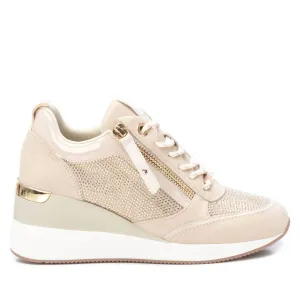 Women's Leather Mesh Sneakers In Beige