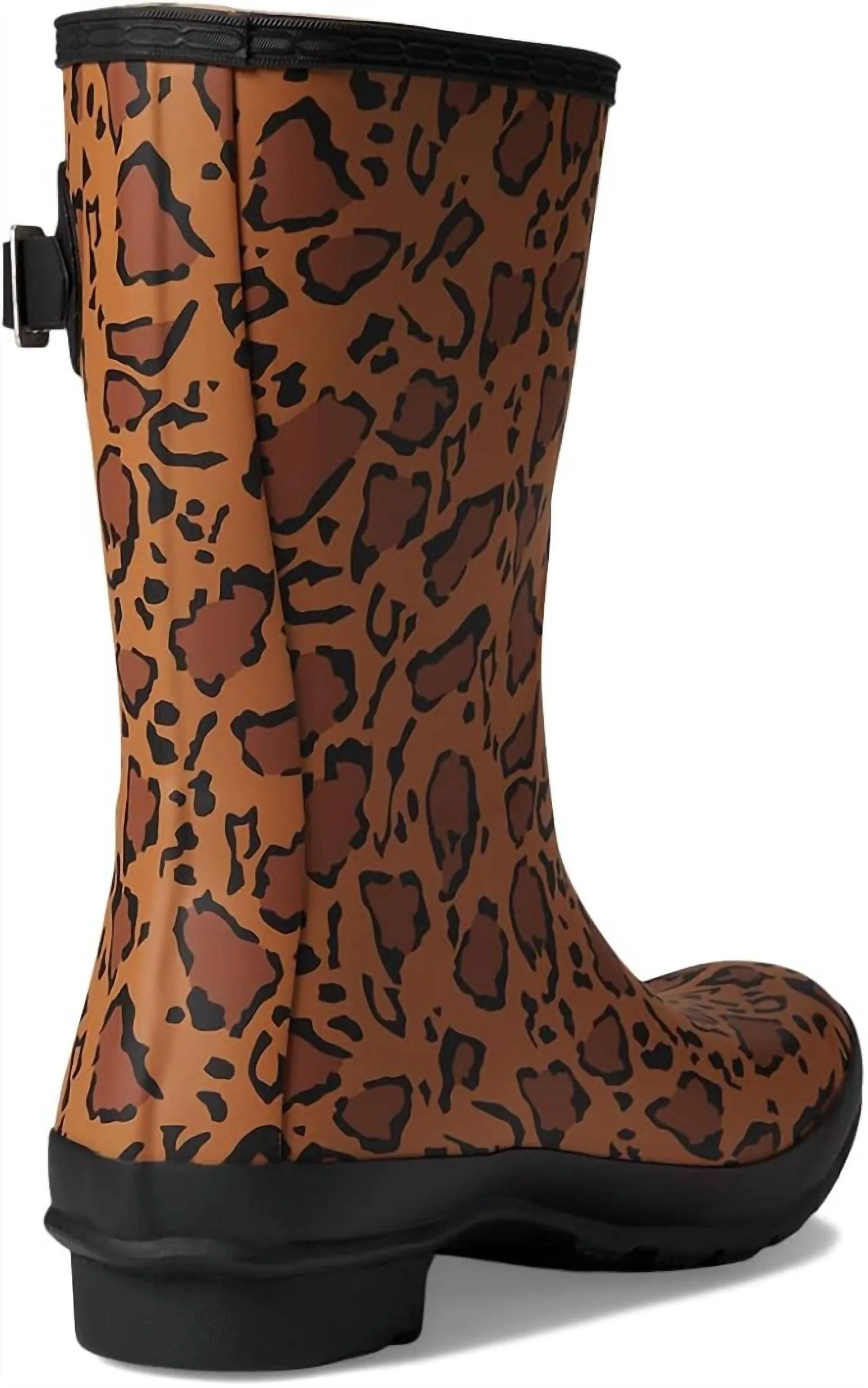 Women's Original Short Leopard Print Boots In Rich Tan/saddle/black