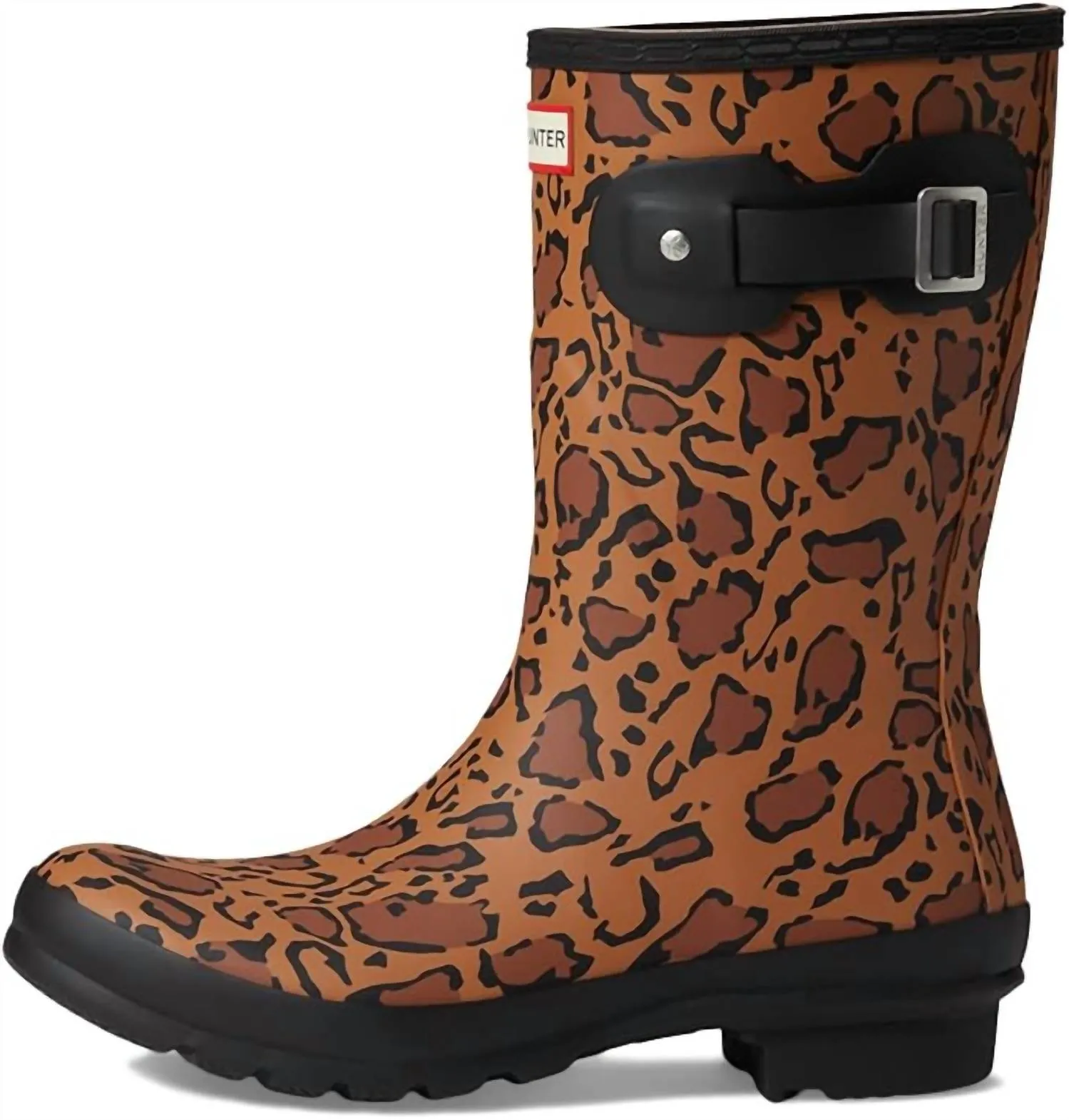 Women's Original Short Leopard Print Boots In Rich Tan/saddle/black