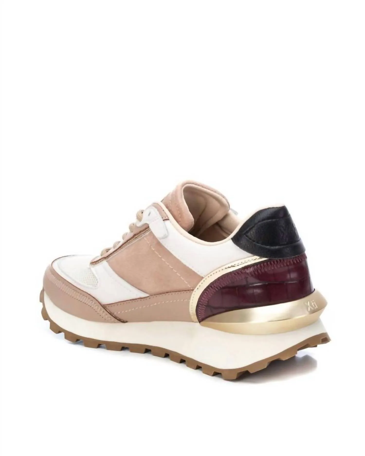 Women's Suede Lace-Up Sneakers In Beige