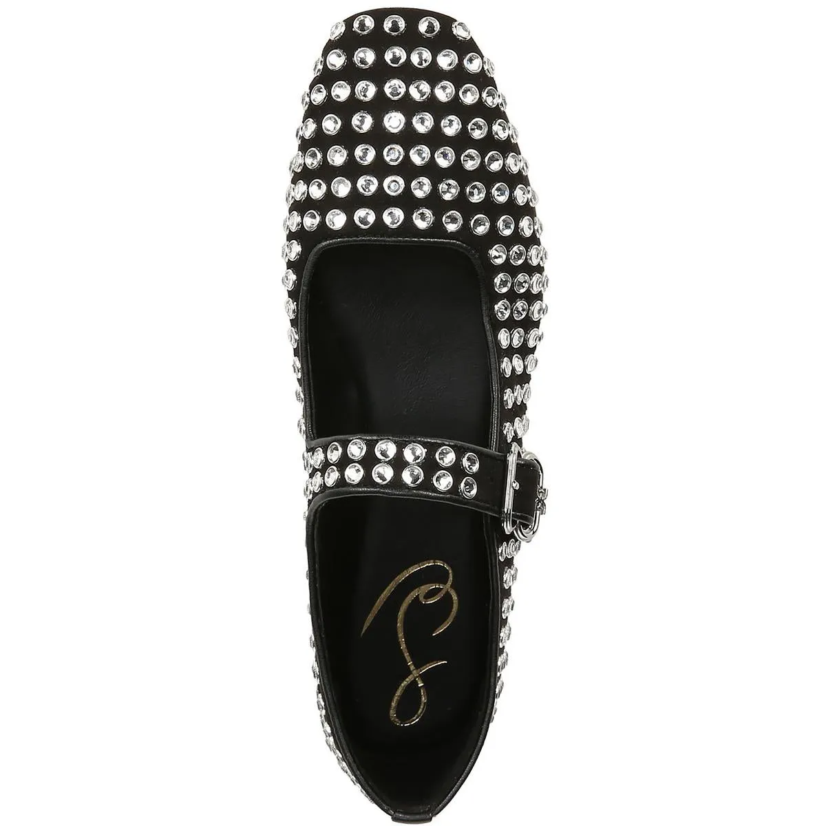 Womens Suede Rhinestone Mary Janes