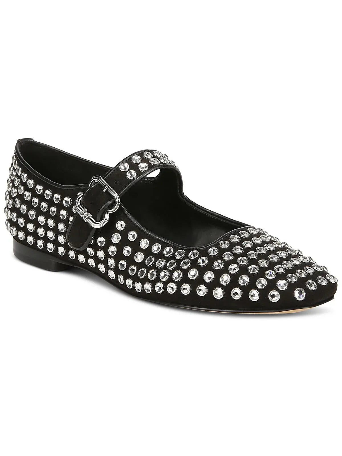 Womens Suede Rhinestone Mary Janes