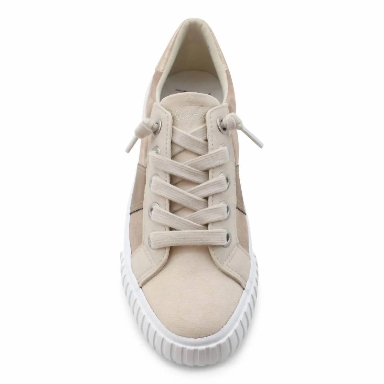 Women's Wave-B Sneaker In Sand And Steel Gold Micro Suede